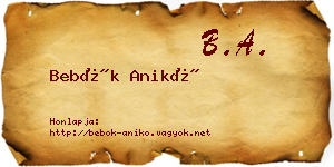 Bebők Anikó névjegykártya